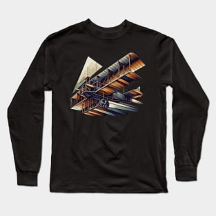 Wright Brothers Flight | Geometric Wright Flyer Tee Long Sleeve T-Shirt